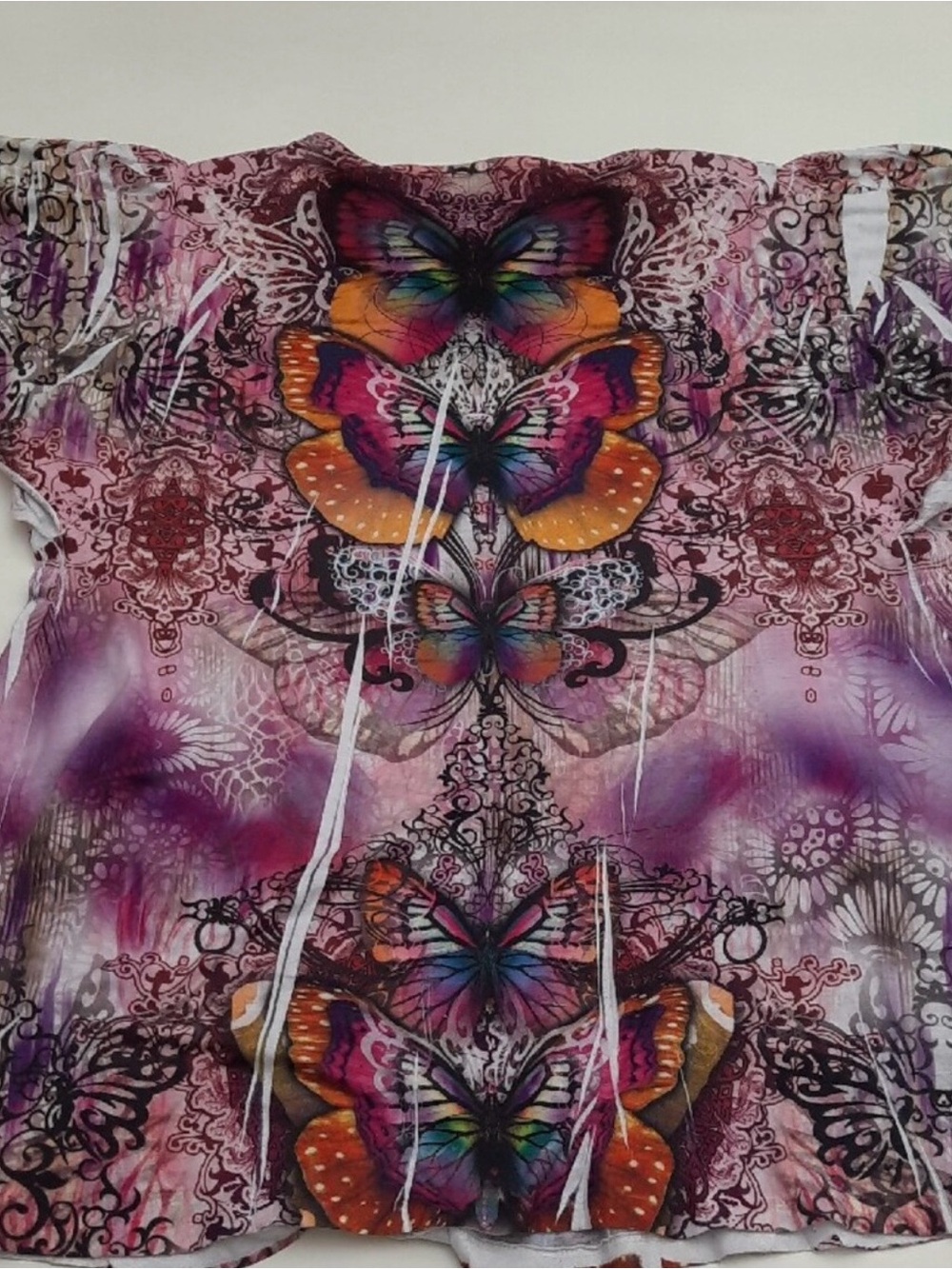 Cato Purple Multicolor Butterfly Short Sleeve Tee - Size XL - Picture 9 of 9